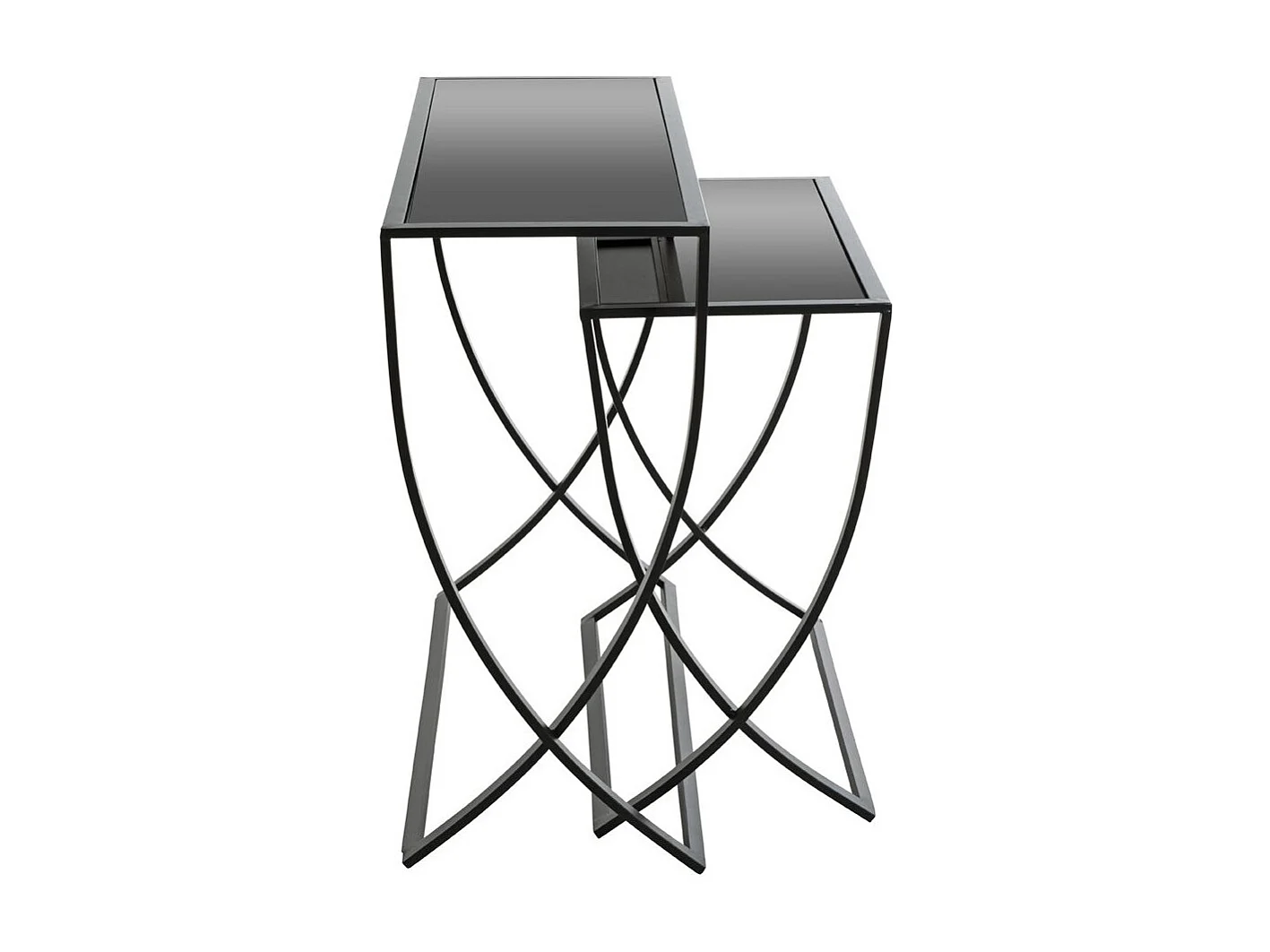 Lot de 2 Tables d'Appoint "Anico" 80cm Noir Laqué