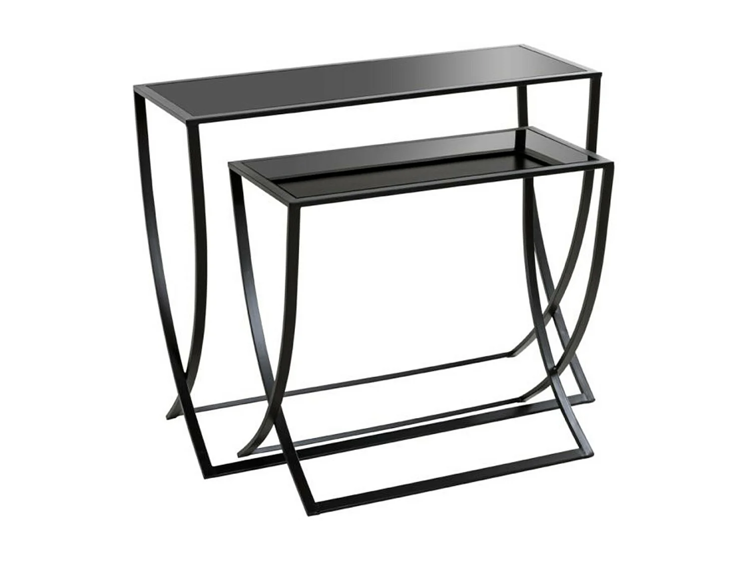 Lot de 2 Tables d'Appoint "Anico" 80cm Noir Laqué