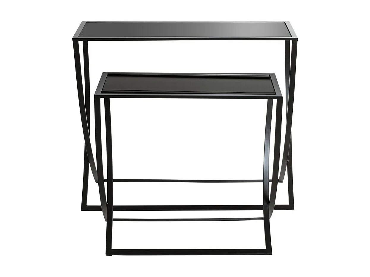 Lot de 2 Tables d'Appoint "Anico" 80cm Noir Laqué
