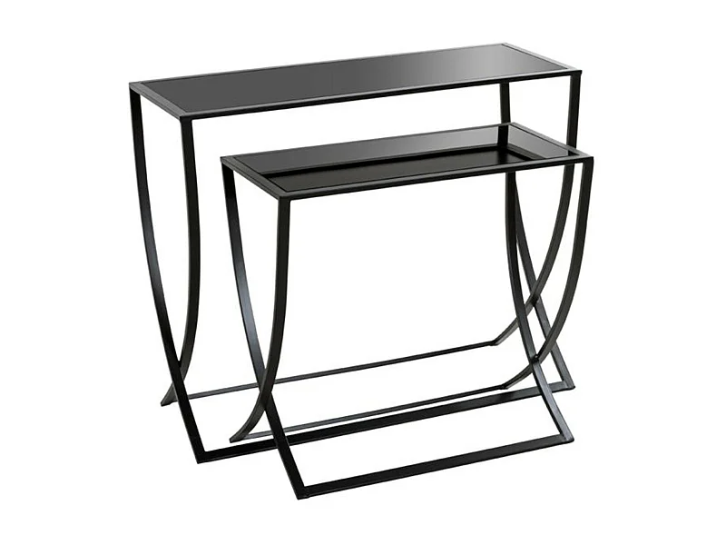 Lot de 2 Tables d'Appoint "Anico" 80cm Noir Laqué
