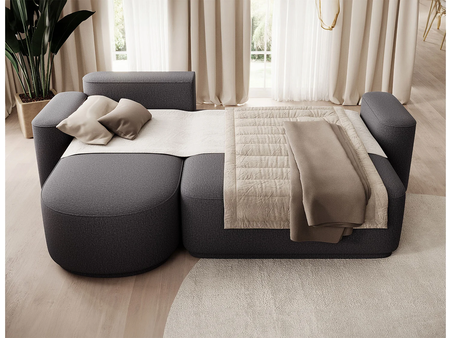 Canapé d’angle convertible Artumo prestige – Alliance de confort et d’élégance-Couleur Noir-angle gauche