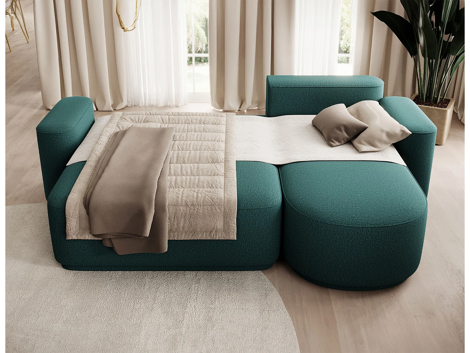 Canapé d’angle convertible Artumo prestige – Alliance de confort et d’élégance-Couleur Vert foncé-angle droit