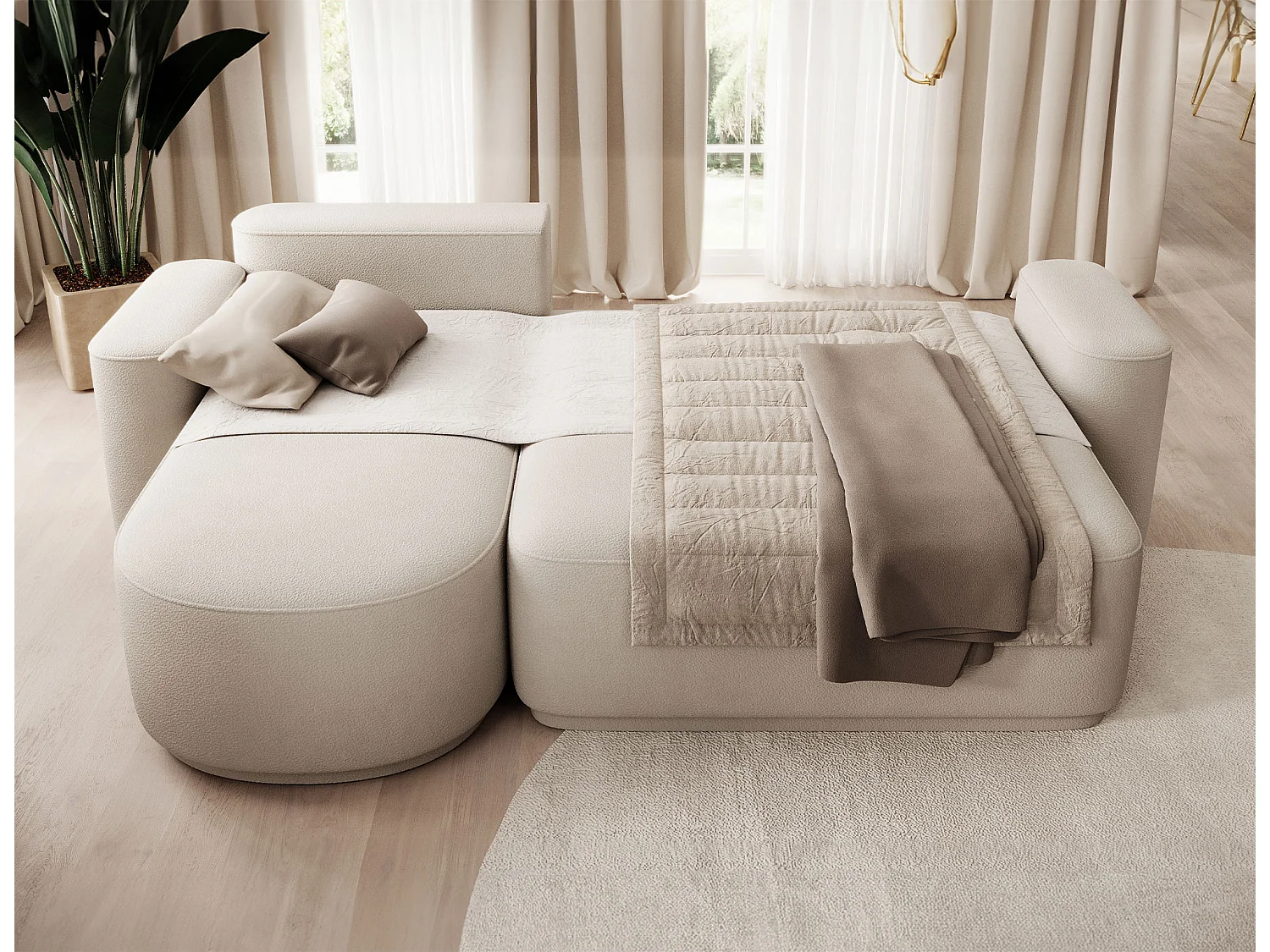 Canapé d’angle convertible Artumo prestige – Alliance de confort et d’élégance-Couleur Beige-angle gauche