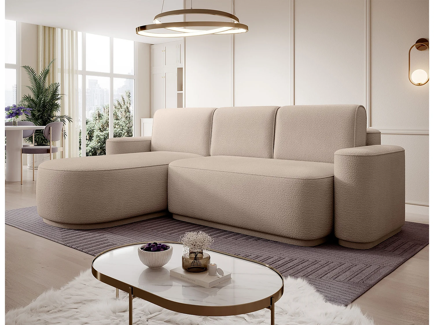 Canapé d’angle convertible Artumo prestige – Alliance de confort et d’élégance-Couleur Beige-angle gauche