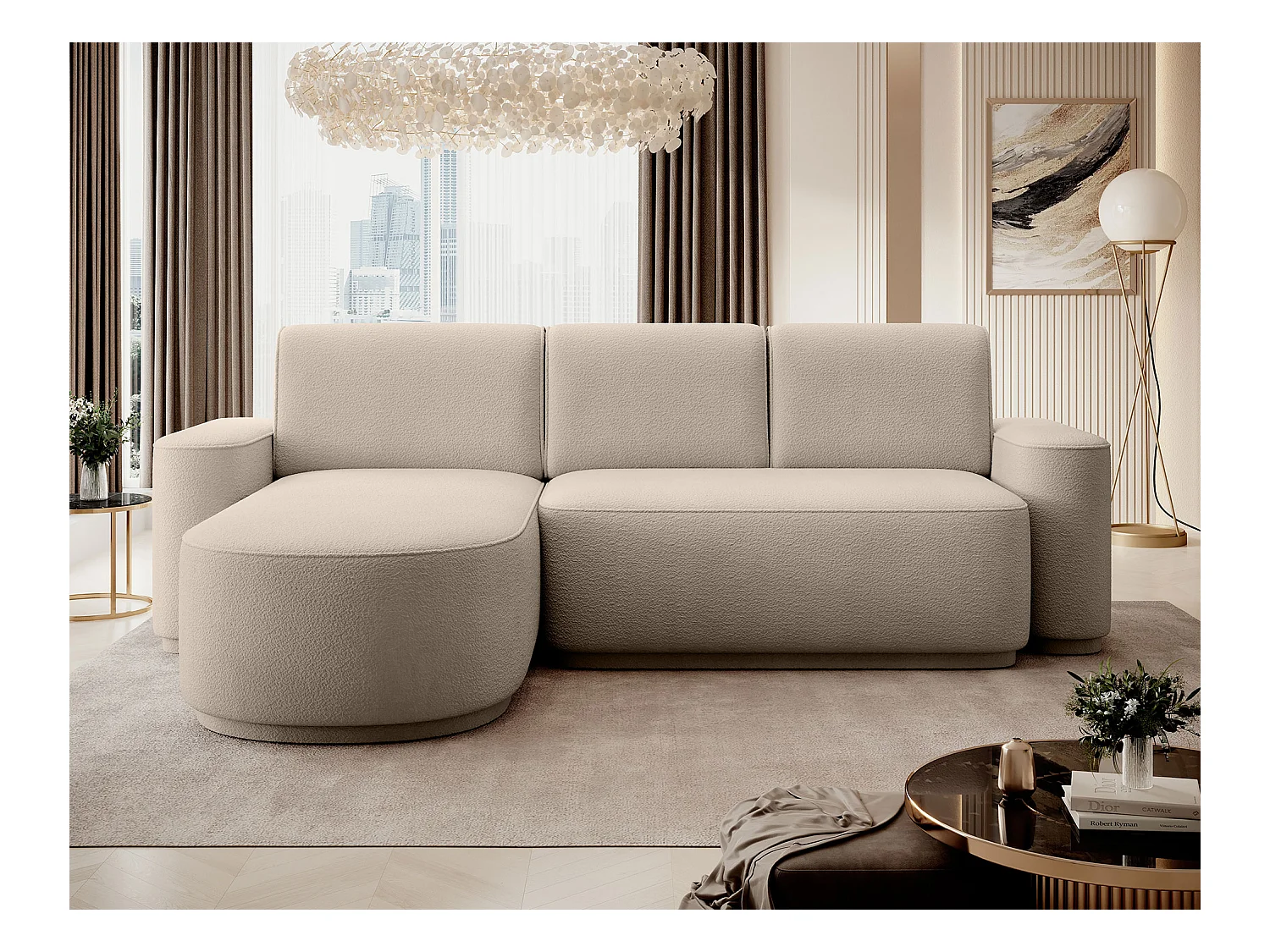 Canapé d’angle convertible Artumo prestige – Alliance de confort et d’élégance-Couleur Beige-angle gauche