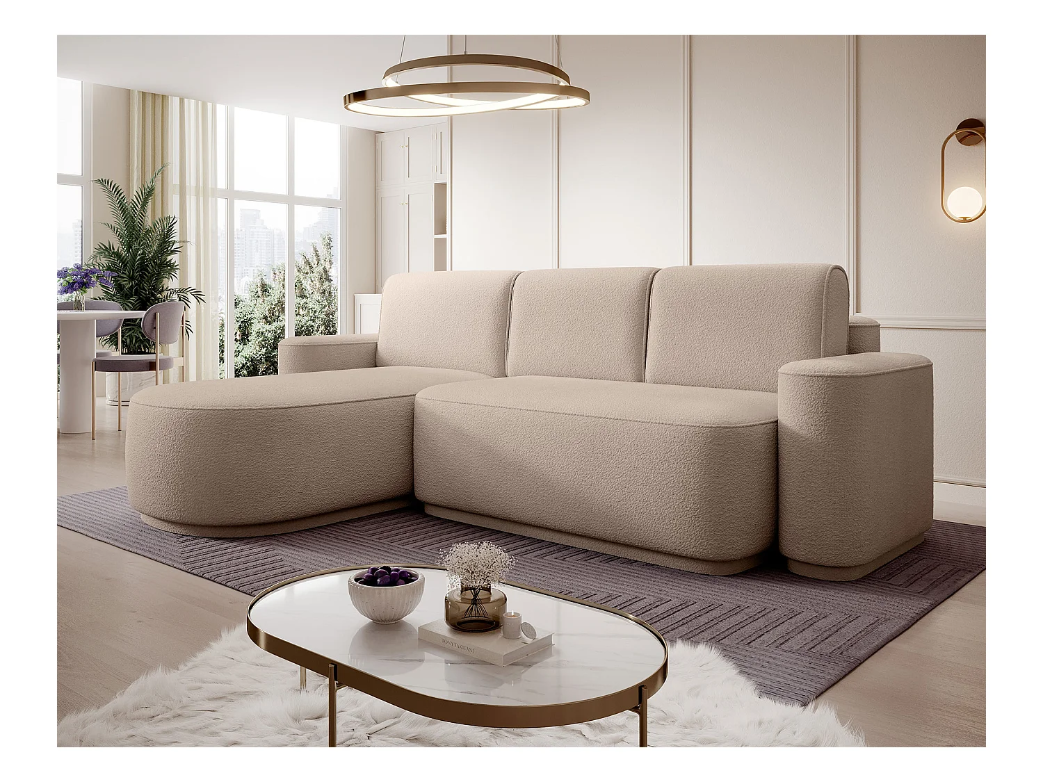 Canapé d’angle convertible Artumo prestige – Alliance de confort et d’élégance-Couleur Beige-angle gauche