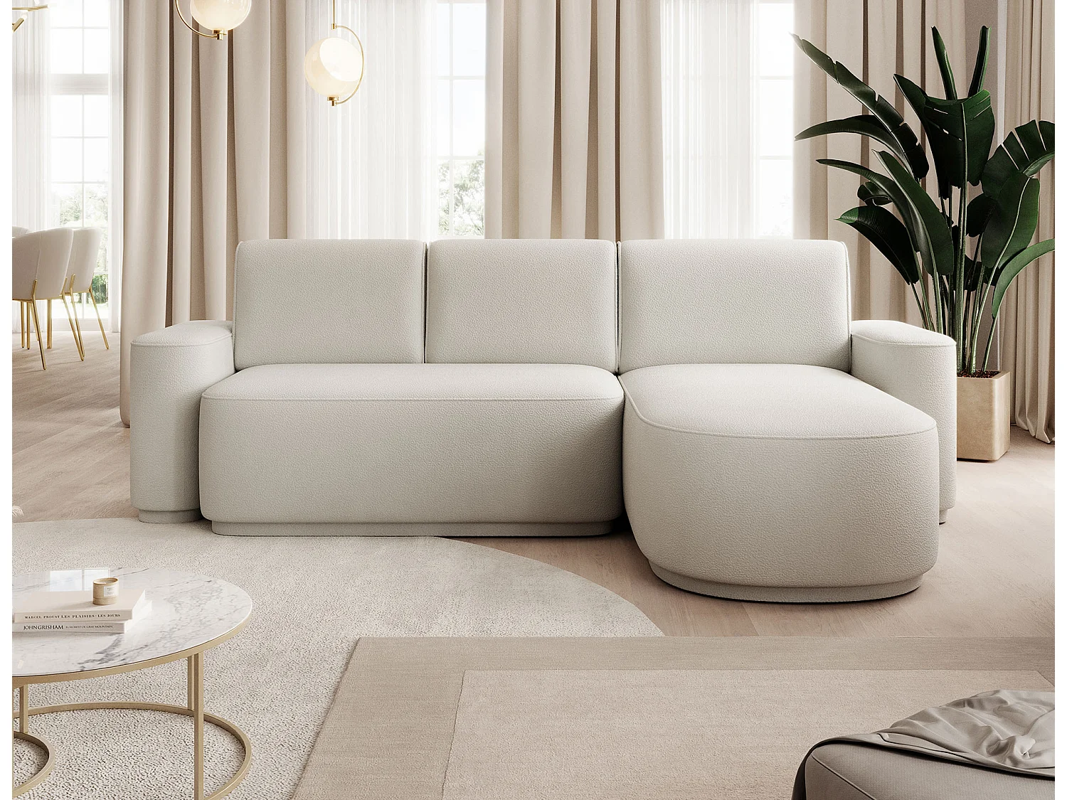 Canapé d’angle convertible Artumo prestige – Alliance de confort et d’élégance-Couleur Beige clair-angle droit