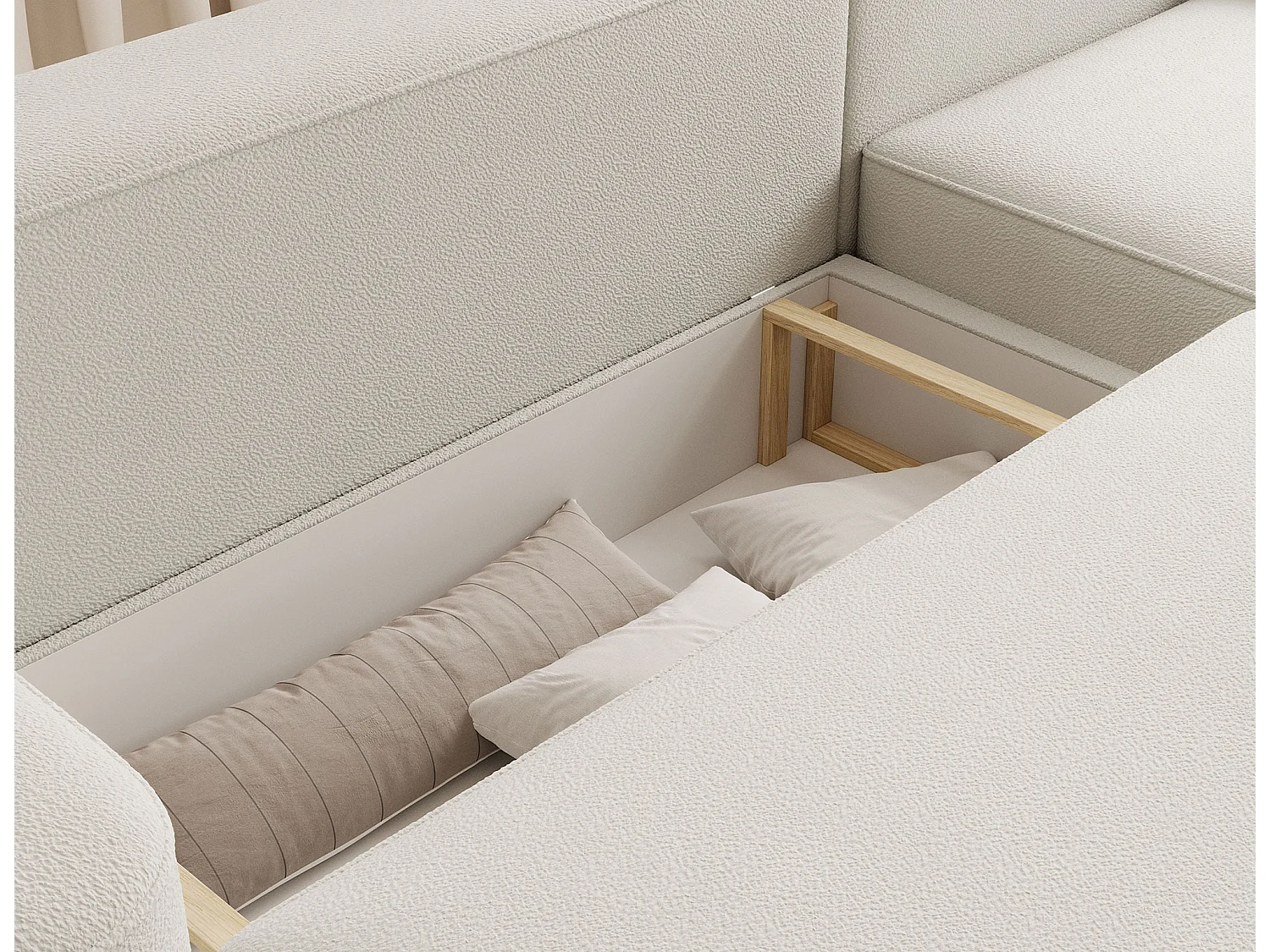 Canapé d’angle convertible Artumo prestige – Alliance de confort et d’élégance-Couleur Beige clair-angle droit