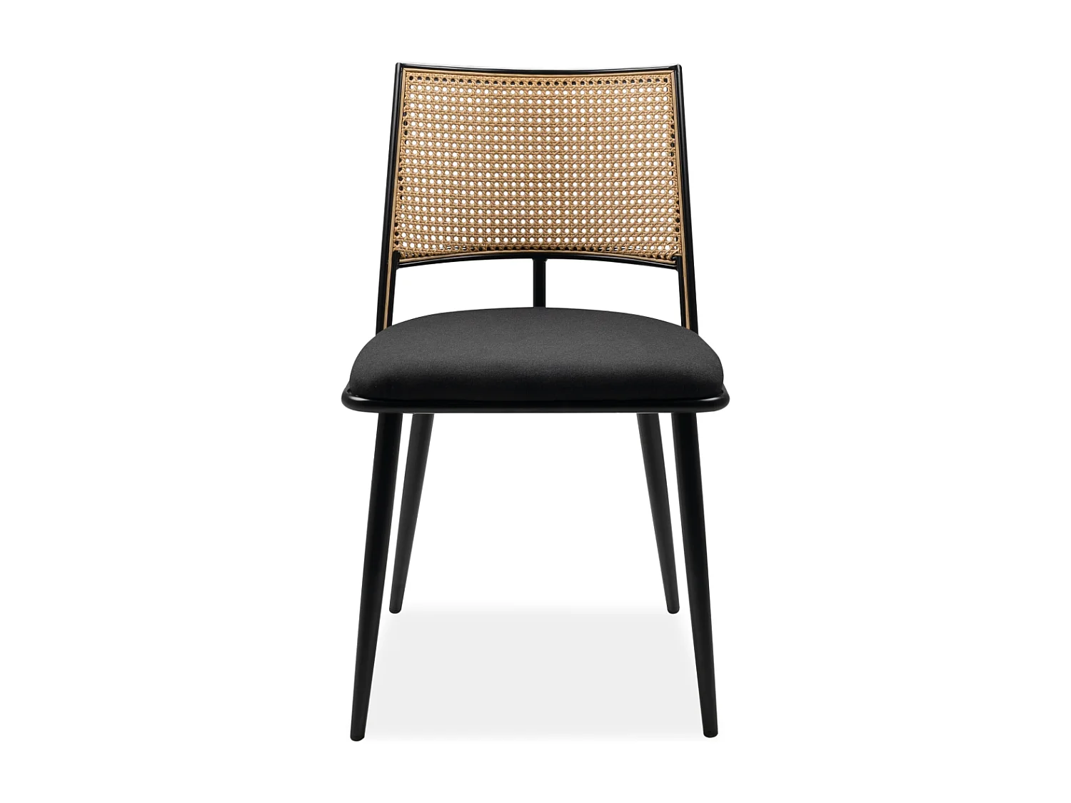 Lot de 4 chaises avec cannage naturel et structure en métal noir L47 cm - SCHILLER