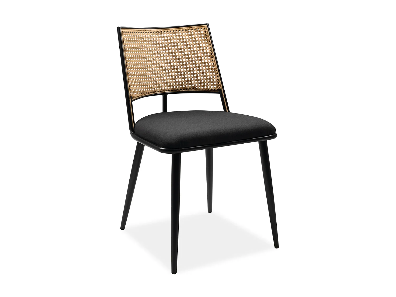 Lot de 4 chaises avec cannage naturel et structure en métal noir L47 cm - SCHILLER