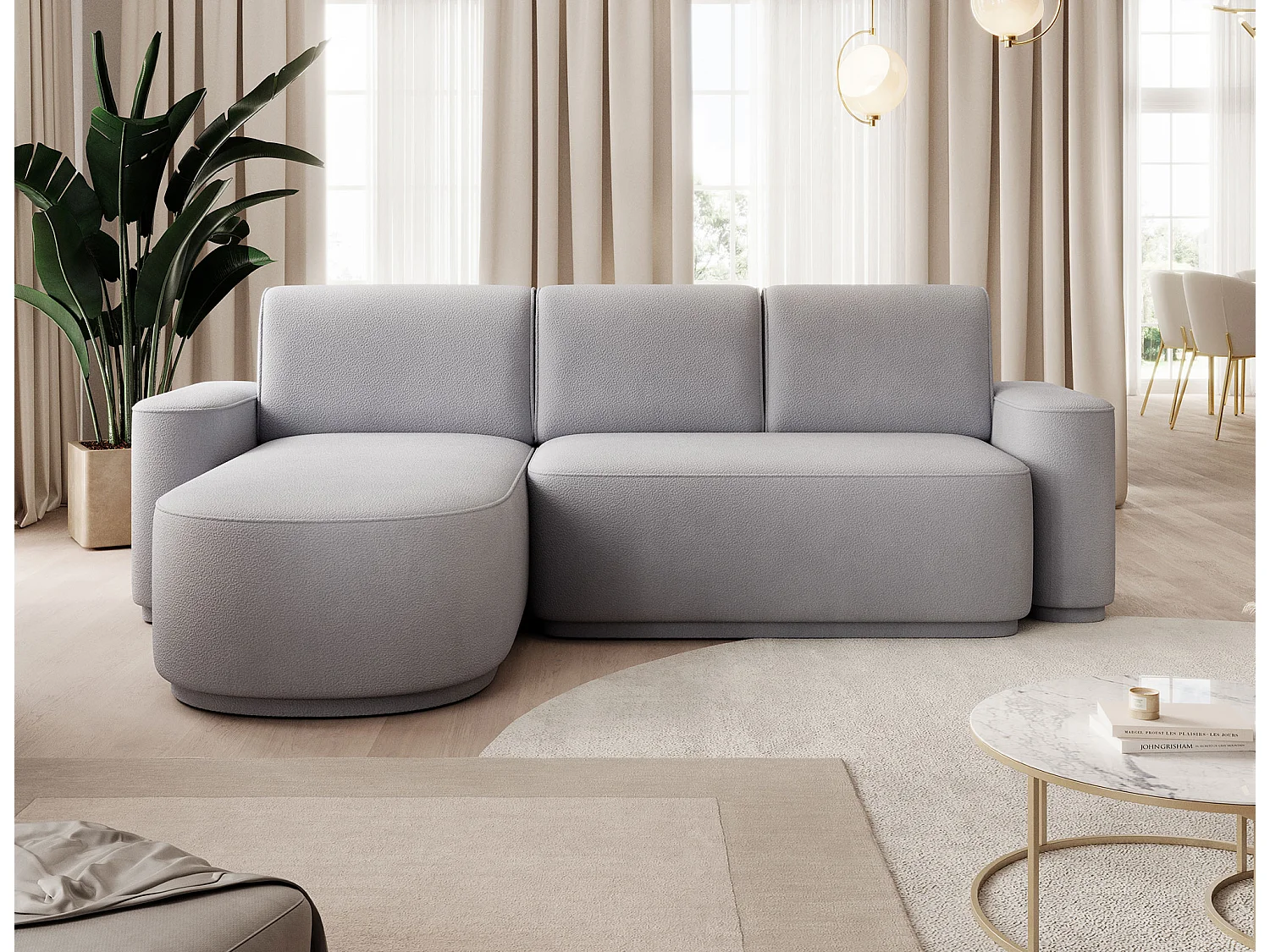 Canapé d’angle convertible Artumo prestige – Alliance de confort et d’élégance-Couleur Gris clair-angle gauche