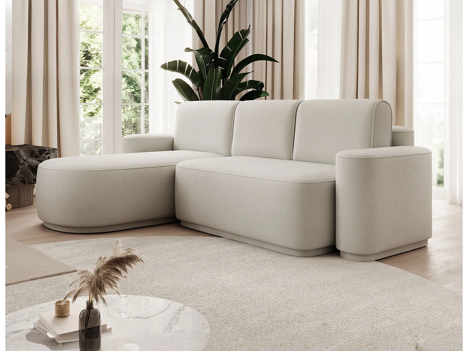 Canapé d’angle convertible Artumo prestige – Alliance de confort et d’élégance-Couleur Beige clair-angle gauche