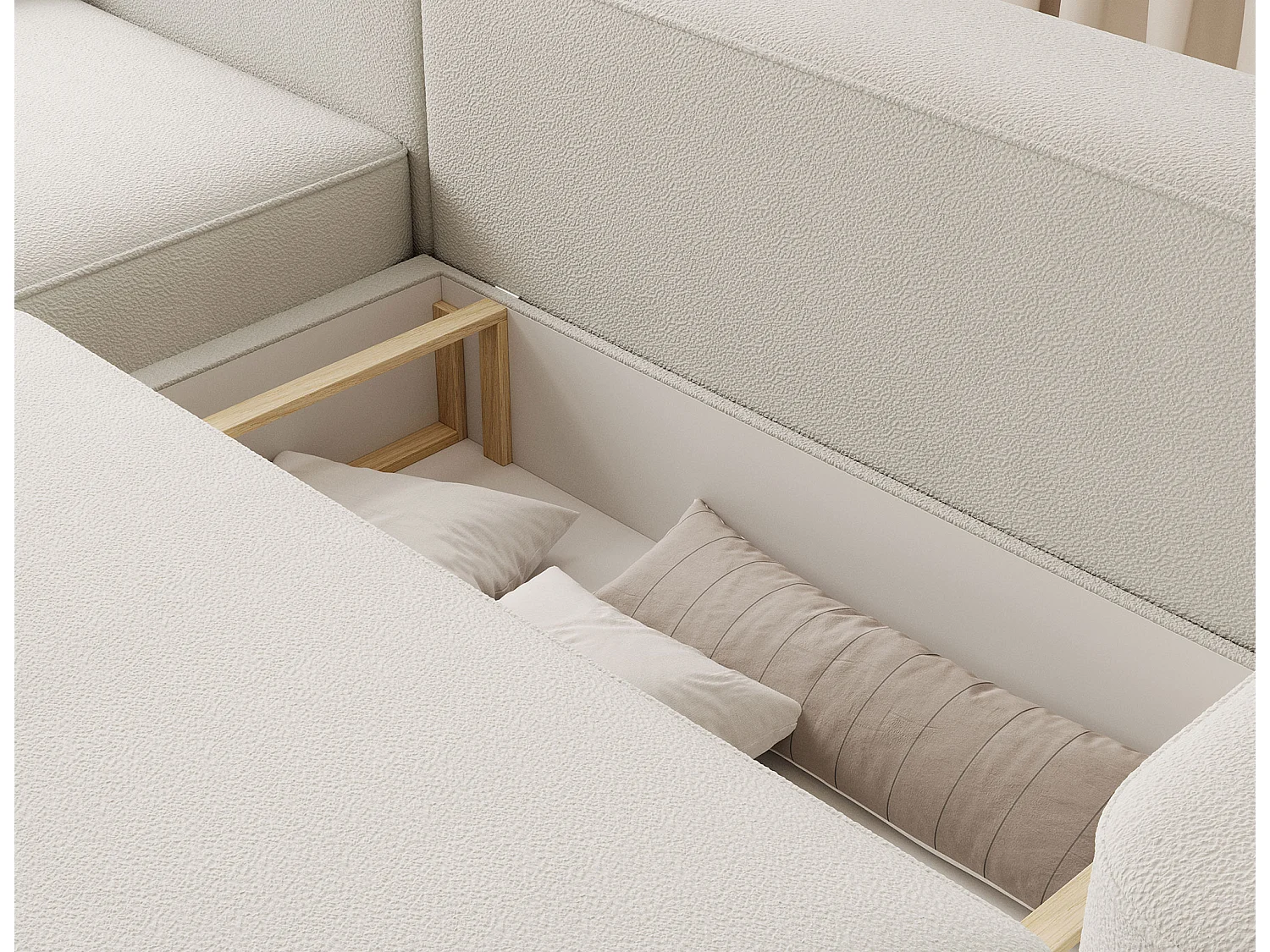 Artumo prestige converteerbare hoekbank – Alliantie van comfort en elegantie-Kleur Licht beige-linkerhoek