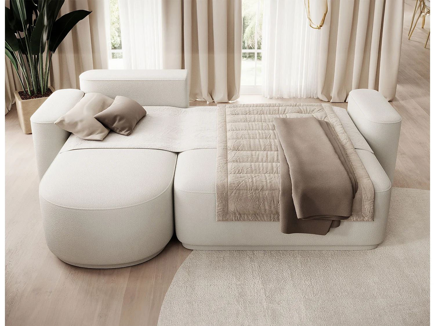 Artumo prestige converteerbare hoekbank – Alliantie van comfort en elegantie-Kleur Licht beige-linkerhoek