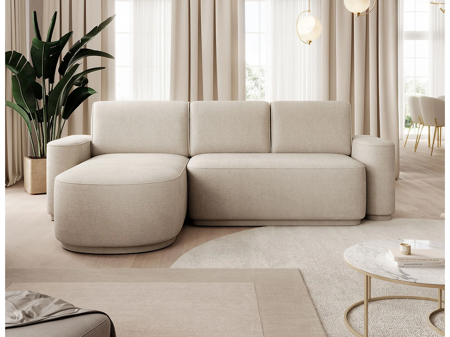 Artumo prestige converteerbare hoekbank – Alliantie van comfort en elegantie-Kleur Licht beige-linkerhoek