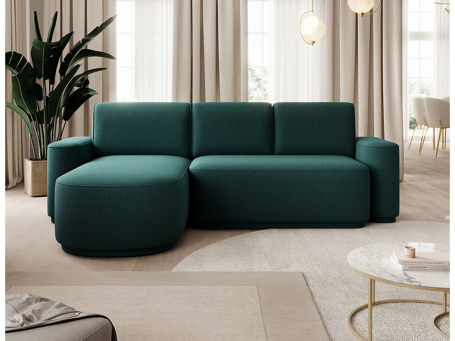 Canapé d’angle convertible Artumo prestige – Alliance de confort et d’élégance-Couleur Vert foncé-angle gauche