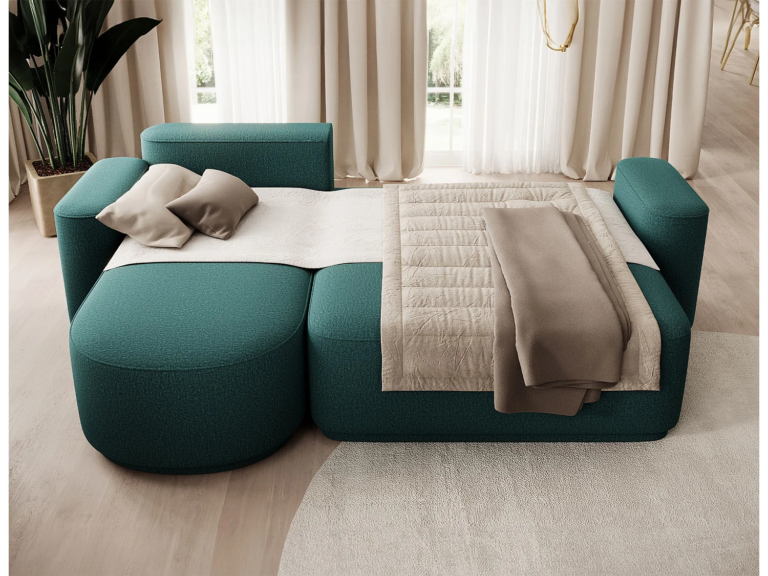 Canapé d’angle convertible Artumo prestige – Alliance de confort et d’élégance-Couleur Vert foncé-angle gauche