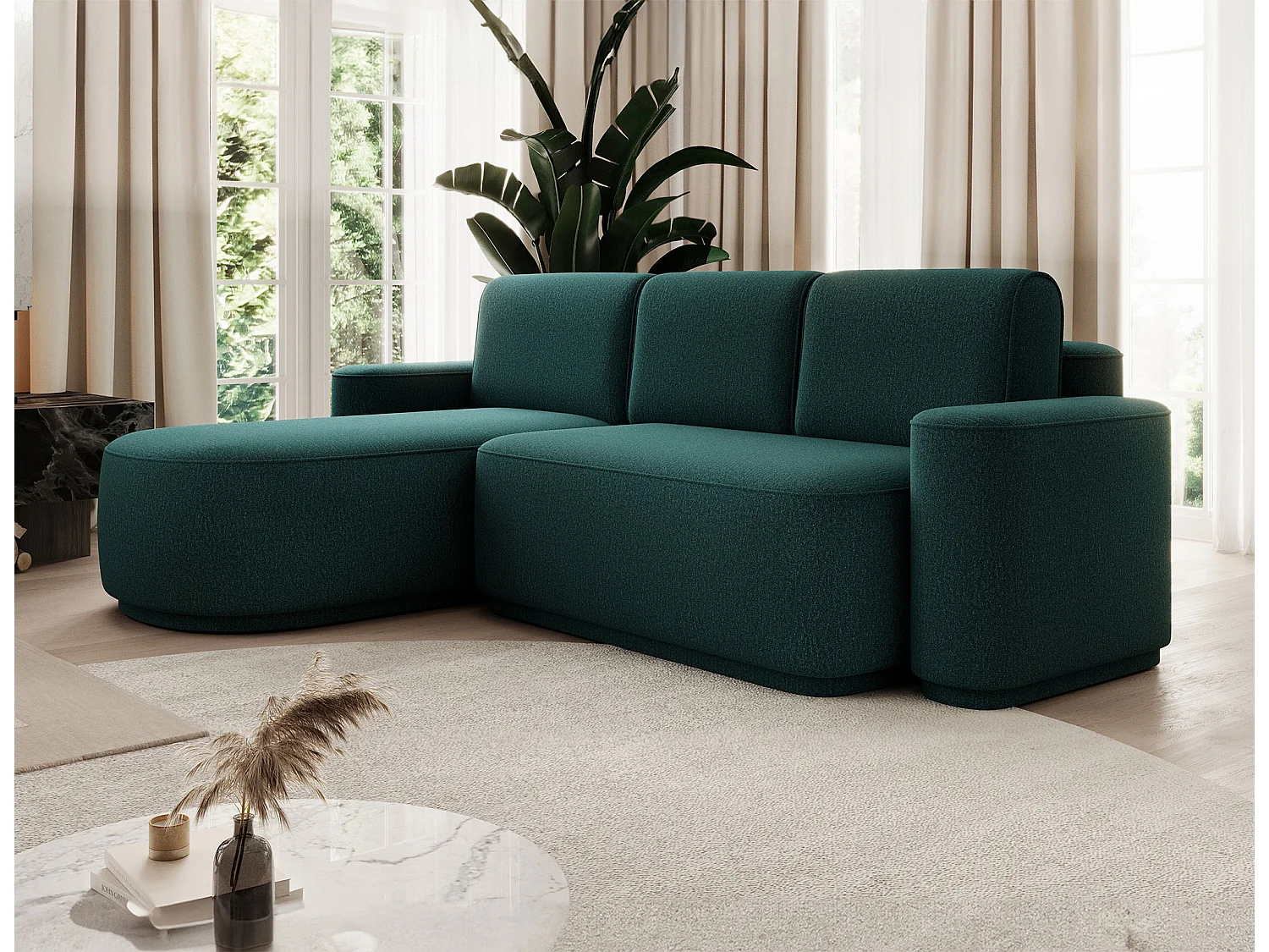 Canapé d’angle convertible Artumo prestige – Alliance de confort et d’élégance-Couleur Vert foncé-angle gauche