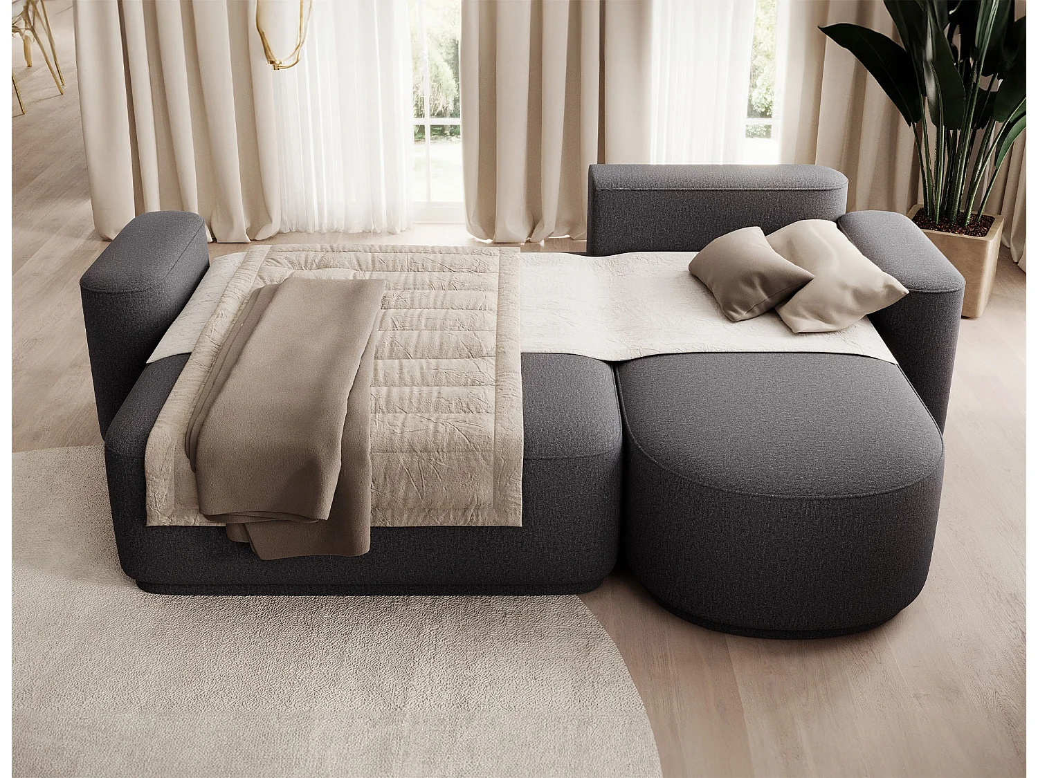 Canapé d’angle convertible Artumo prestige – Alliance de confort et d’élégance-Couleur Noir-angle droit