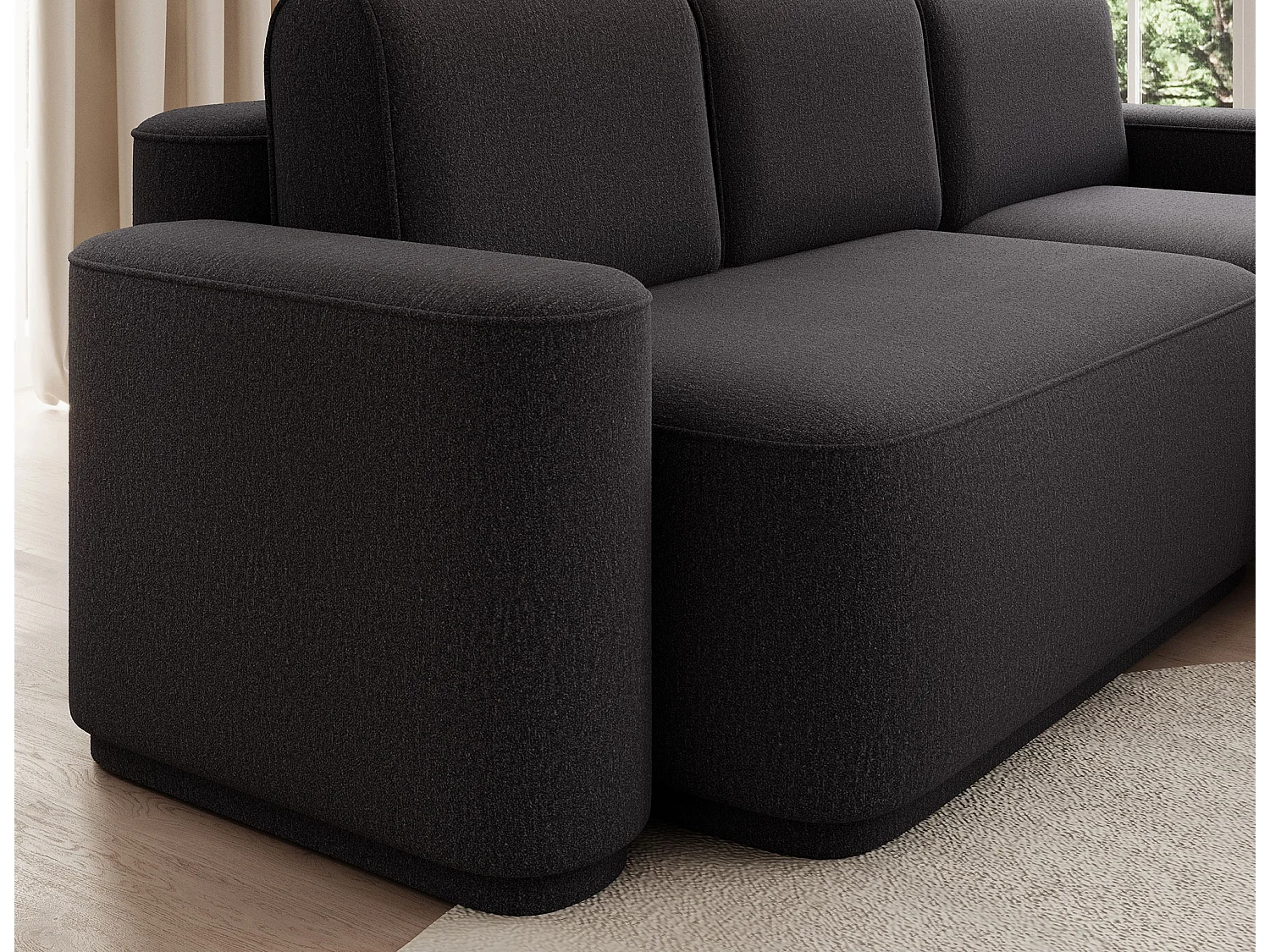 Canapé d’angle convertible Artumo prestige – Alliance de confort et d’élégance-Couleur Noir-angle droit