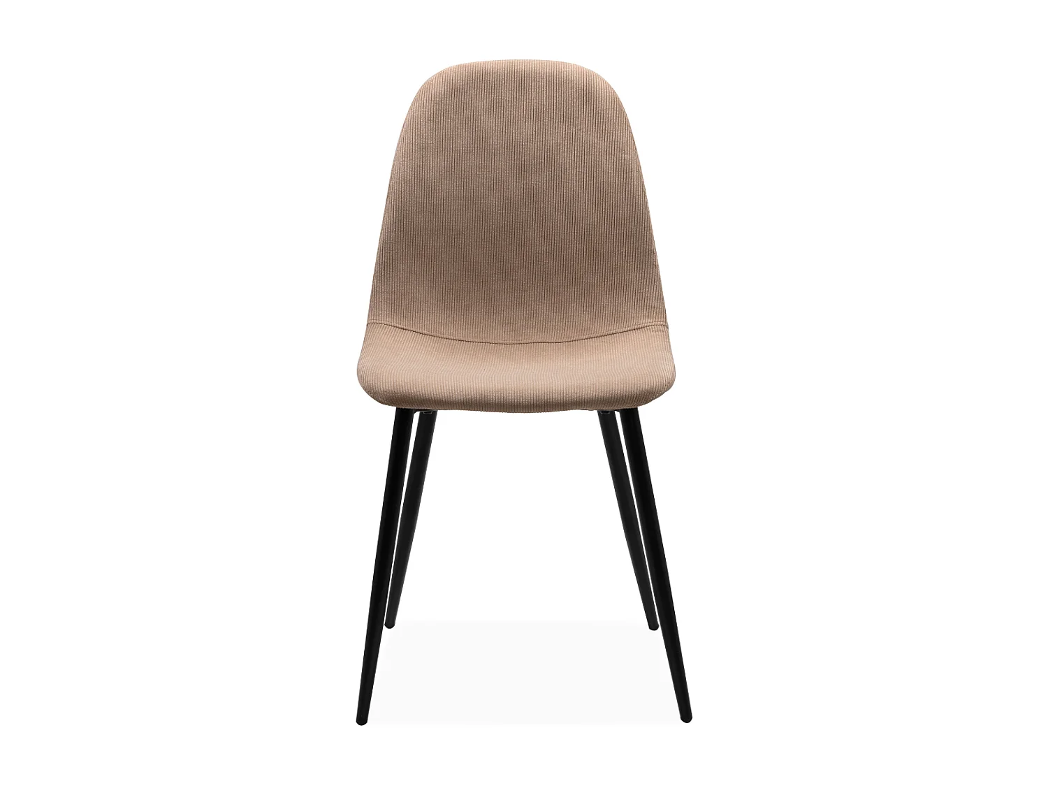 Lot de 4 Chaises en velours côtelé beige et pieds métal L43 cm ANYA