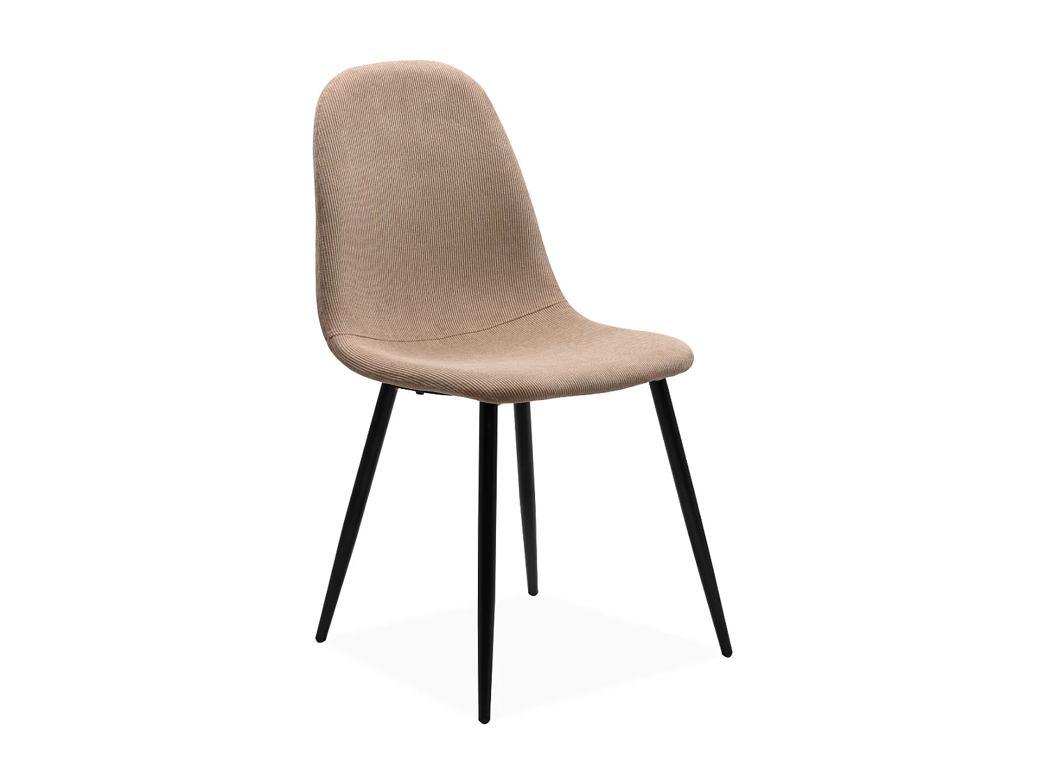 Lot de 4 Chaises en velours côtelé beige et pieds métal L43 cm ANYA