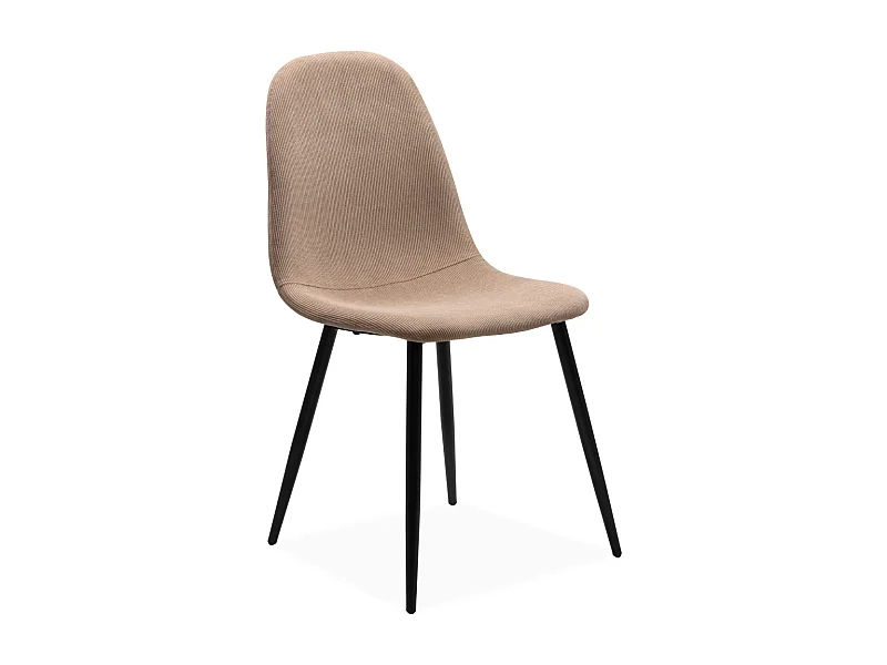 Lot de 4 Chaises en velours côtelé beige et pieds métal L43 cm ANYA