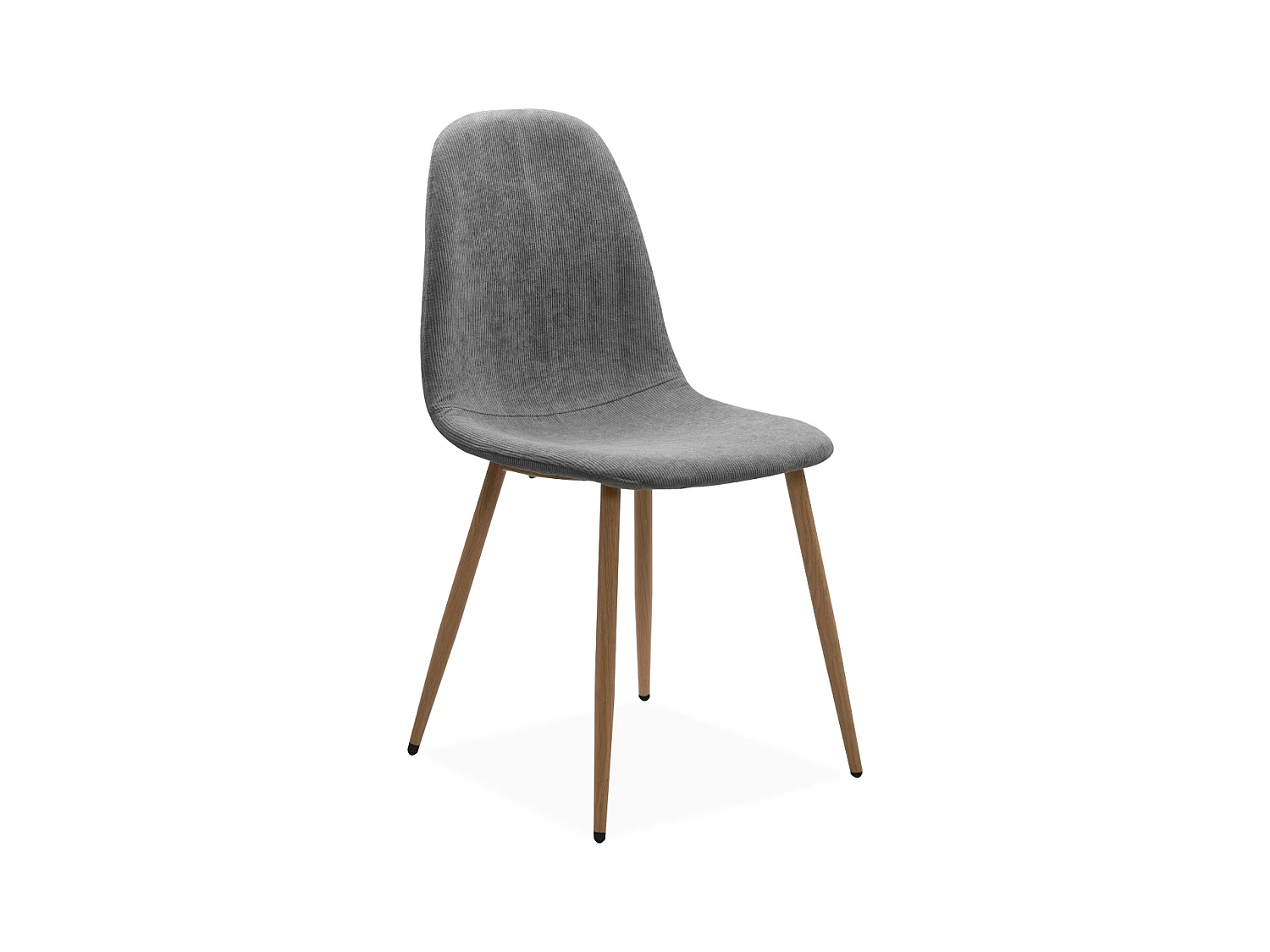 Lot de 4 chaises en velours côtelé gris avec pieds en bois L43 cm - ANYA