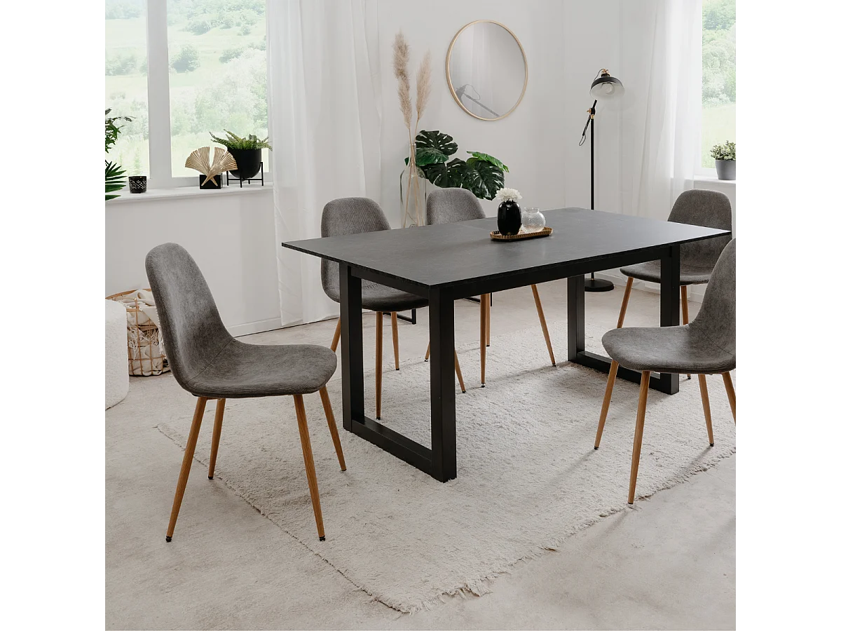 Set di 4 sedie in velluto a coste grigio con gambe in legno L43 cm - ANYA