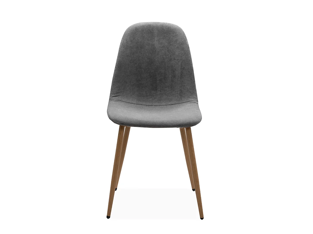 Zestaw 4 szarych sztruksowych krzeseł z drewnianymi nogami L43 cm - ANYA