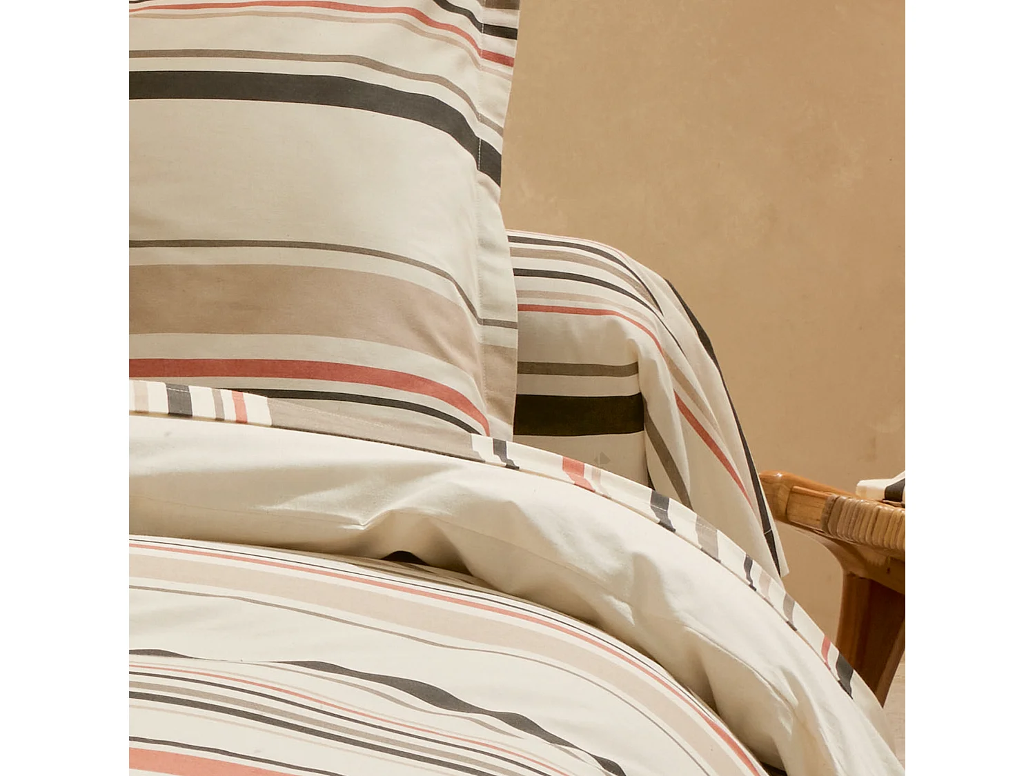 Taie de traversin 240x43 cm coton HUGO beige/corail