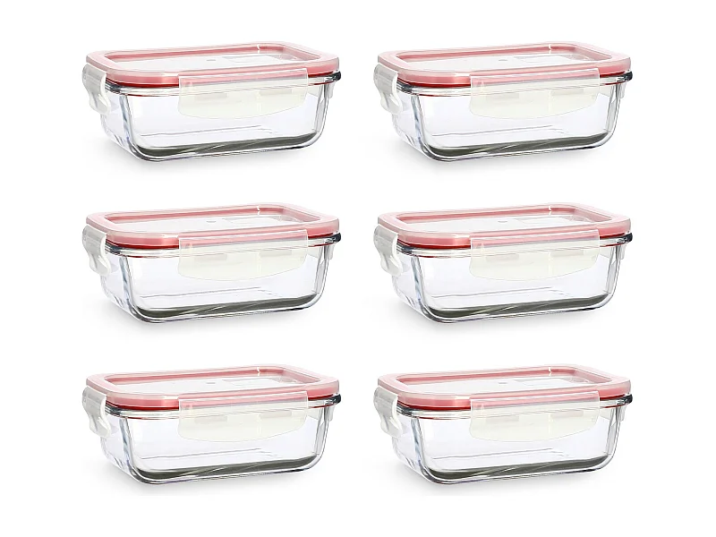 Menastyl - Lot 6 Boites Hermetiques Clementine Rectangles 370ml En Verre