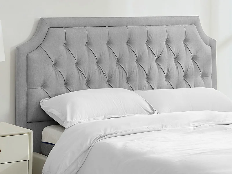 Tête de lit capitonnée 150 cm - Tissu - Gris clair - JOHENE