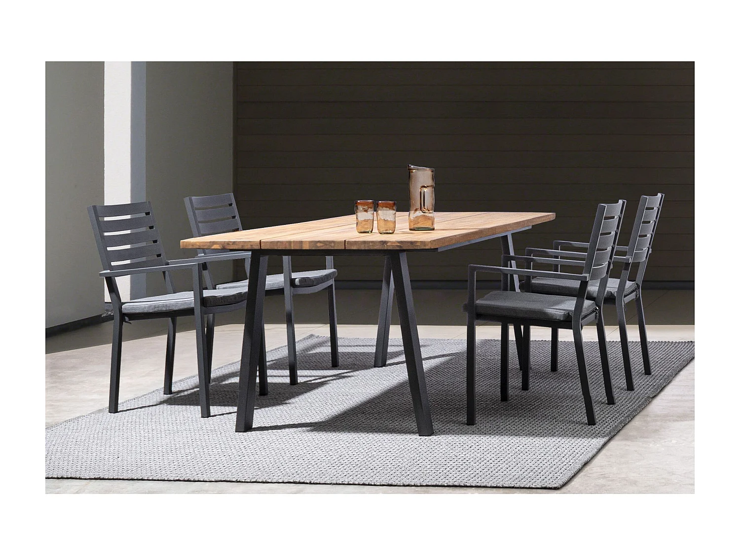 Table de jardin rectangulaire en métal et bois L160 - OLERON