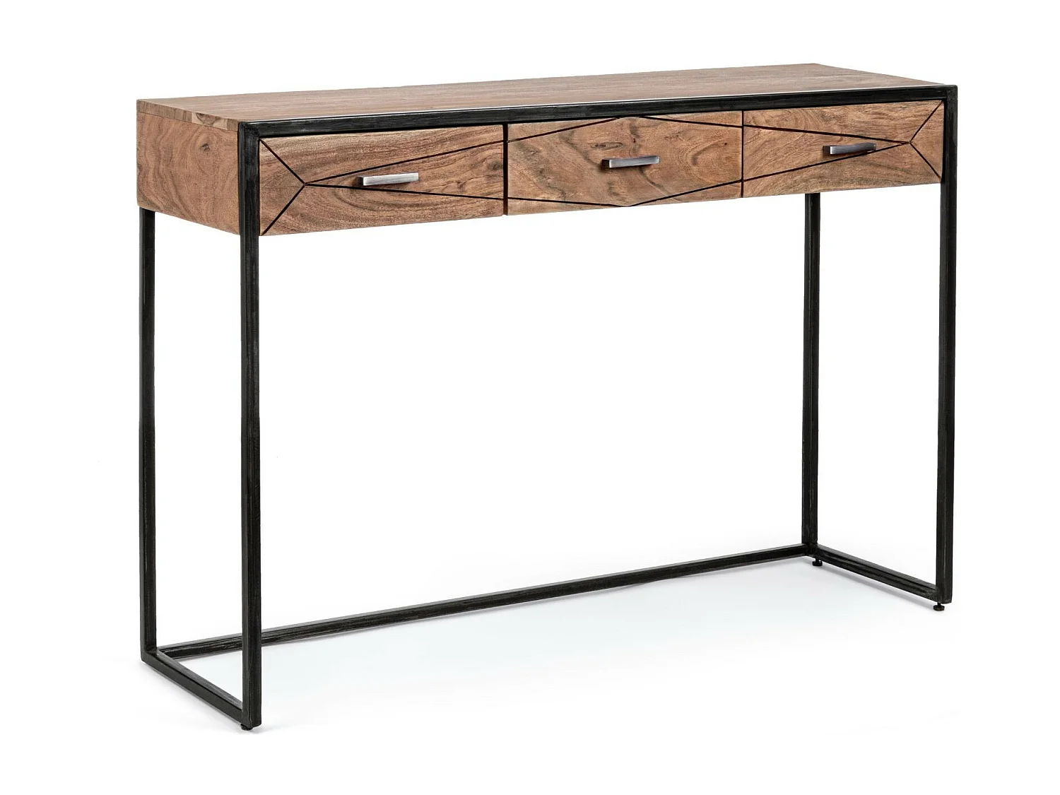Console en bois d'acacia et structure en métal 3 tiroirs - ELEANOR