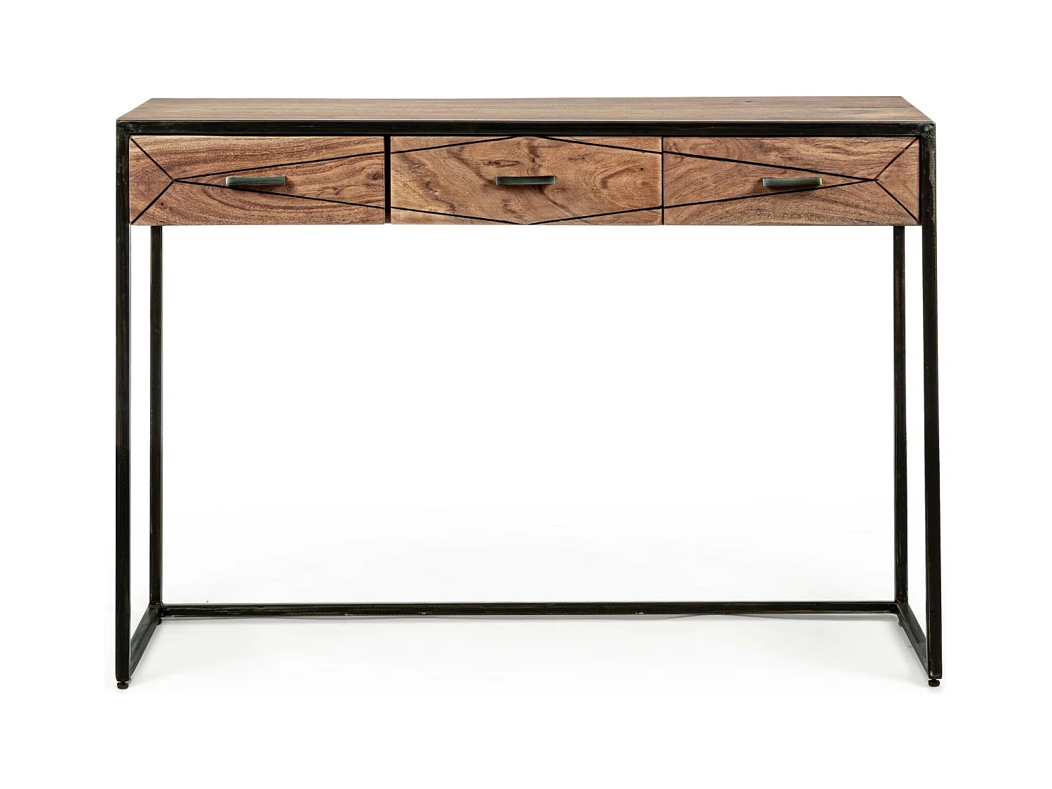 Console en bois d'acacia et structure en métal 3 tiroirs - ELEANOR