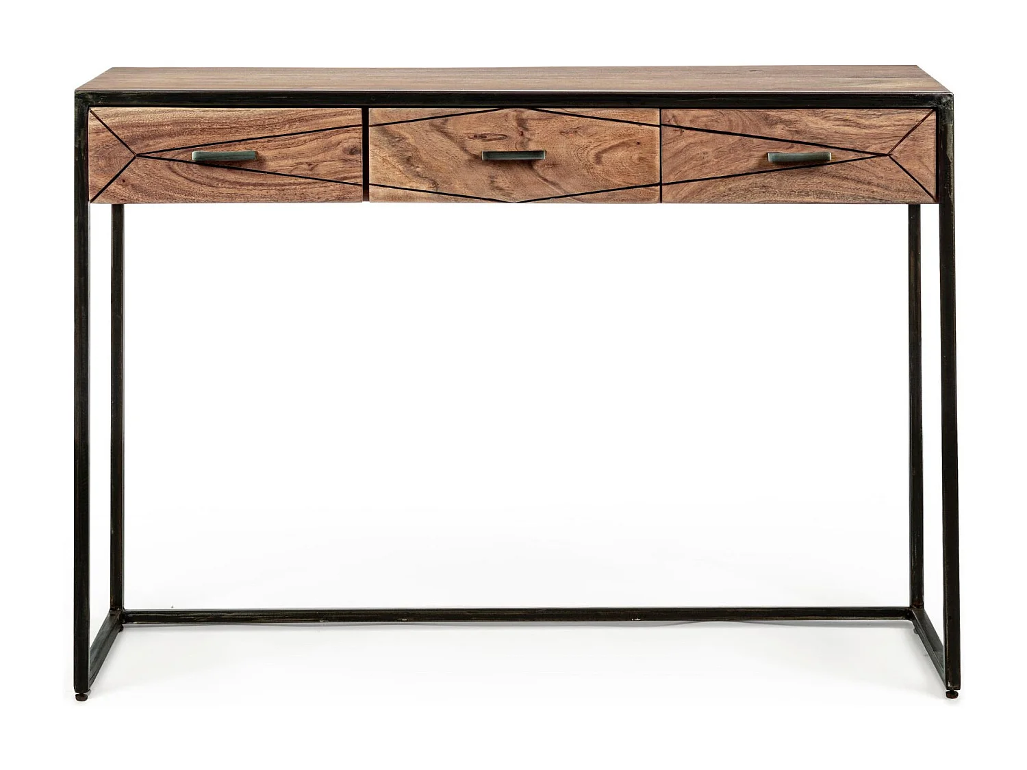 Console en bois d'acacia et structure en métal 3 tiroirs - ELEANOR