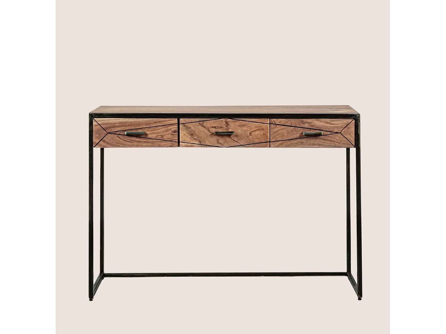 Console en bois d'acacia et structure en métal 3 tiroirs - ELEANOR