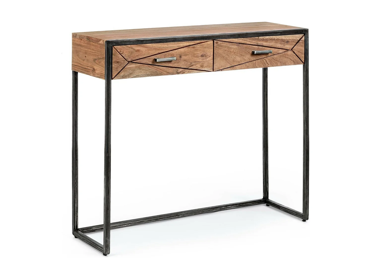 Console en bois d'acacia et structure en métal 2 tiroirs - ELEANOR