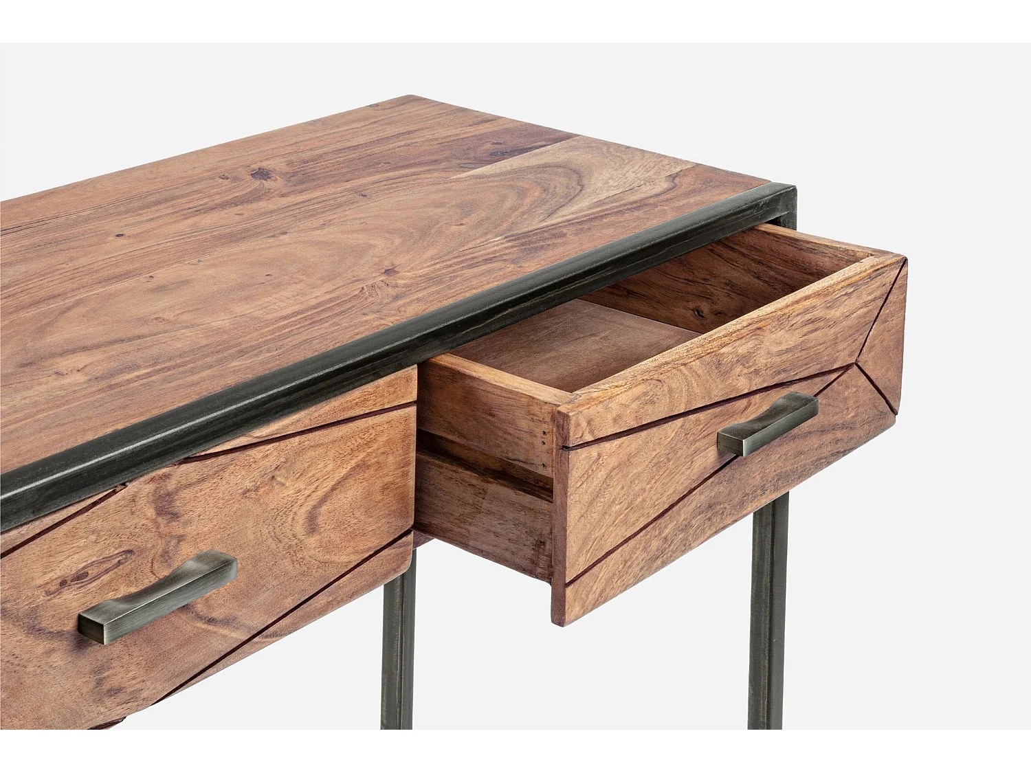 Console en bois d'acacia et structure en métal 2 tiroirs - ELEANOR
