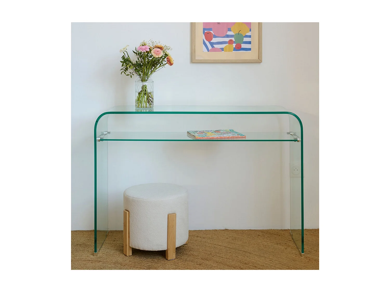 Console d'entrée design en verre à double plateau L110 - IDORA