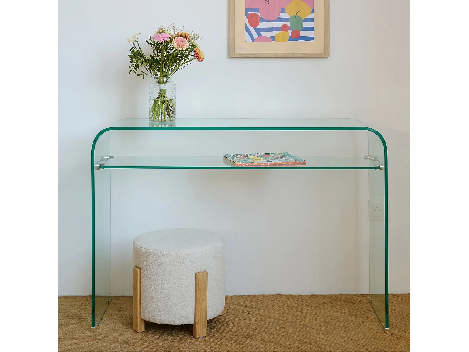 Console d'entrée design en verre à double plateau L110 - IDORA