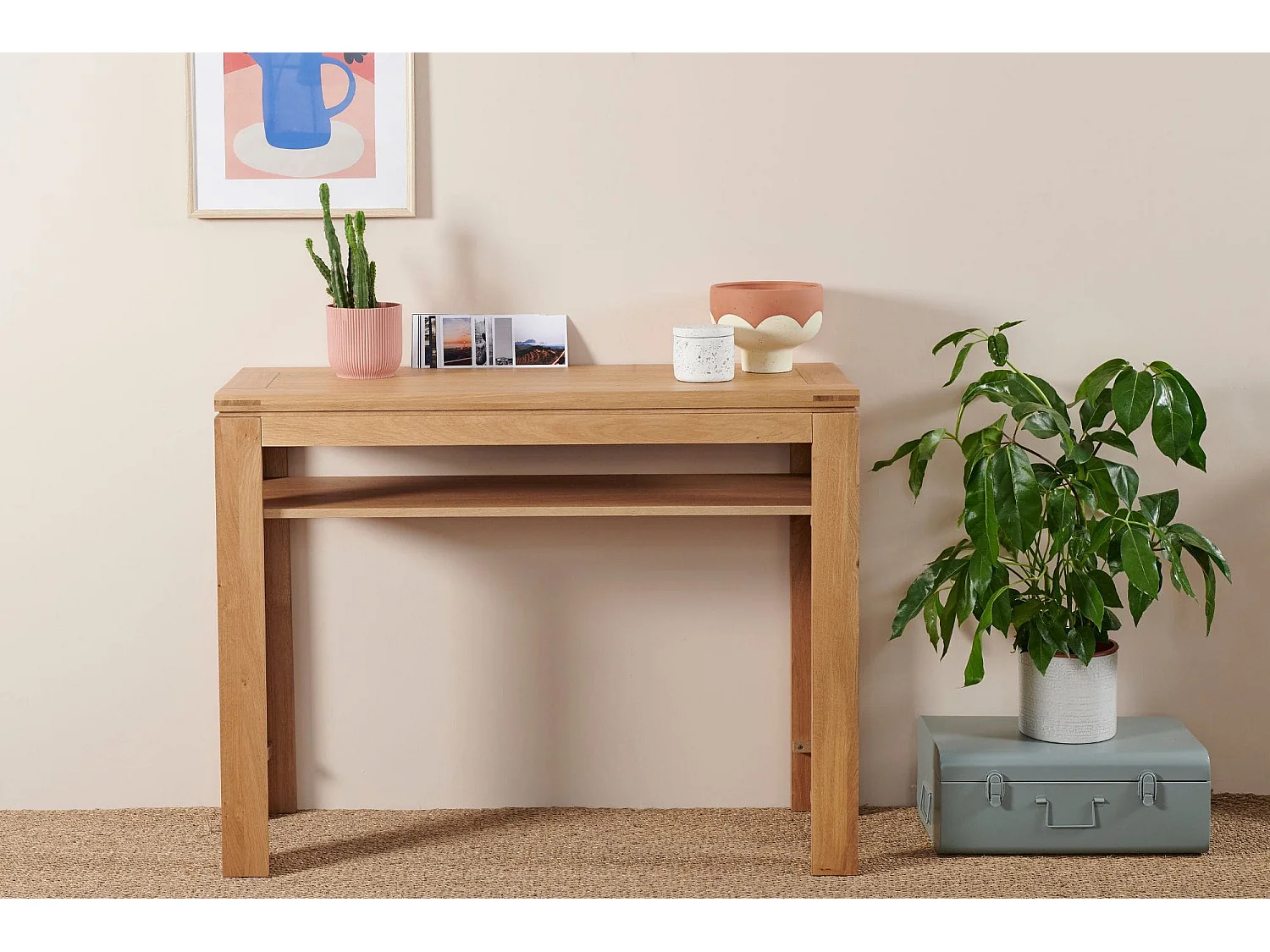 Console bois chêne clair massif - BOSTON