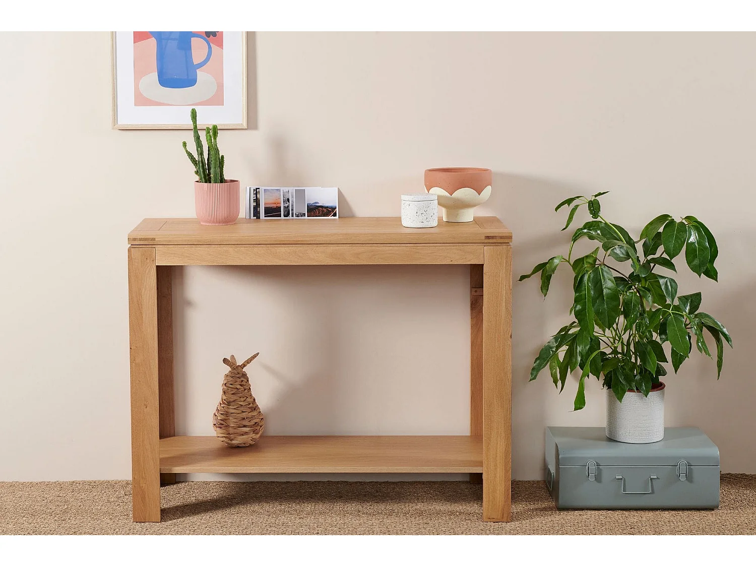 Console bois chêne clair massif - BOSTON