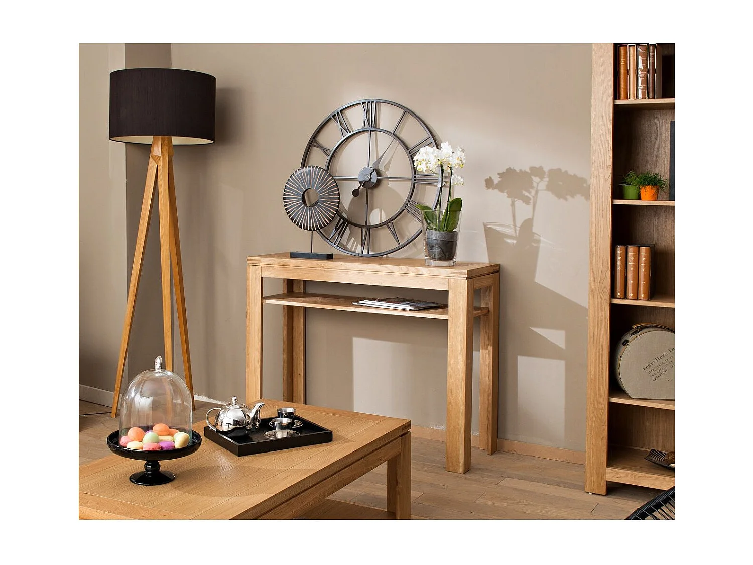 Console bois chêne clair massif - BOSTON