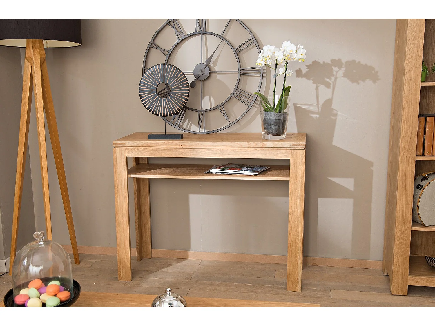 Console bois chêne clair massif - BOSTON