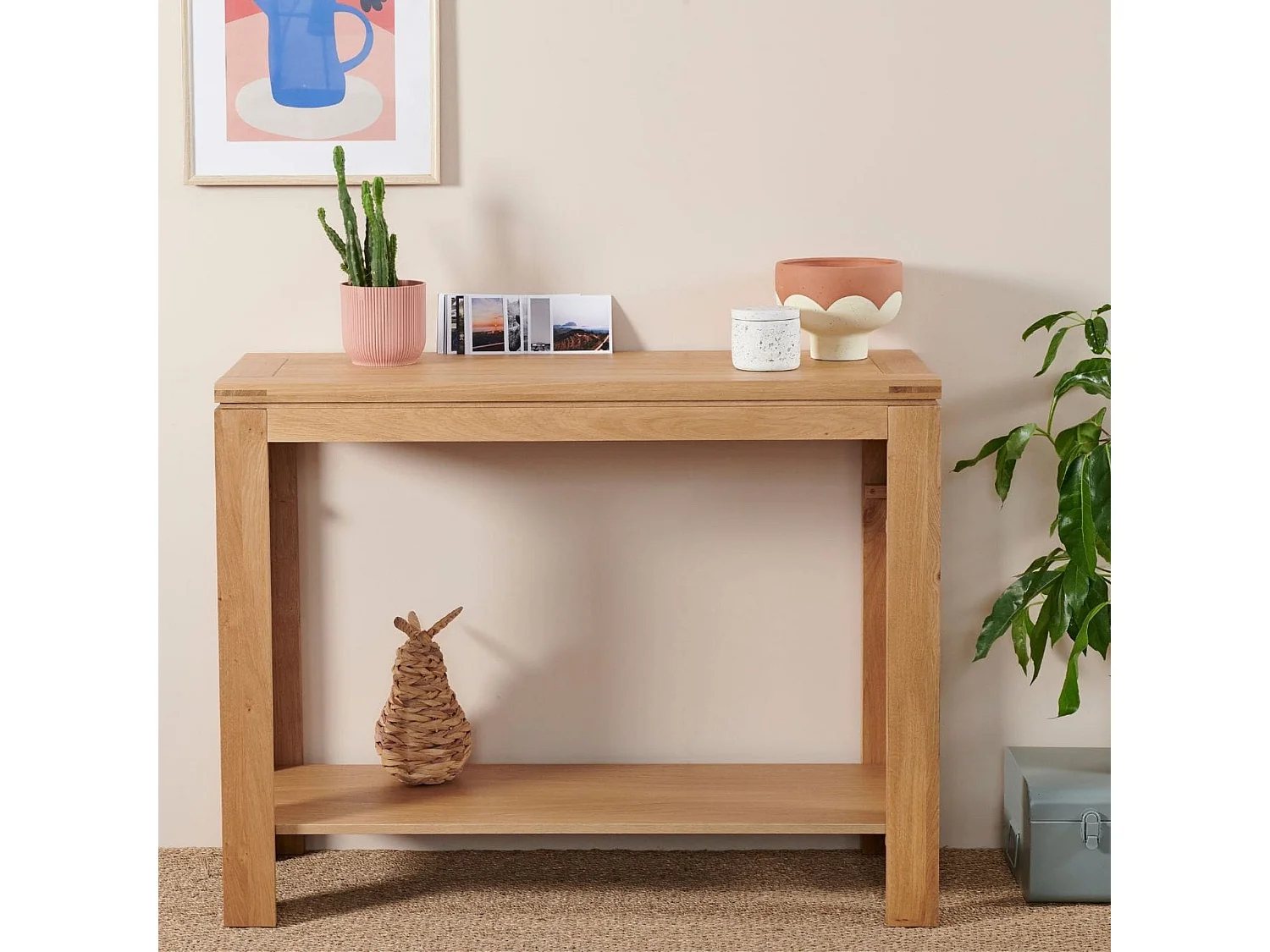 Console bois chêne clair massif - BOSTON