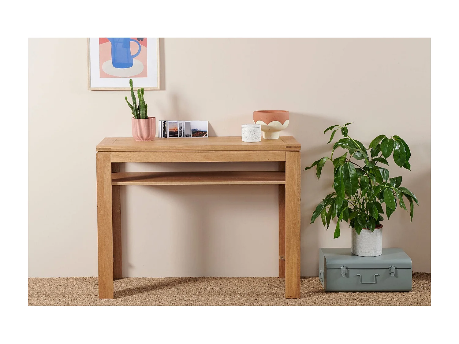 Console bois chêne clair massif - BOSTON