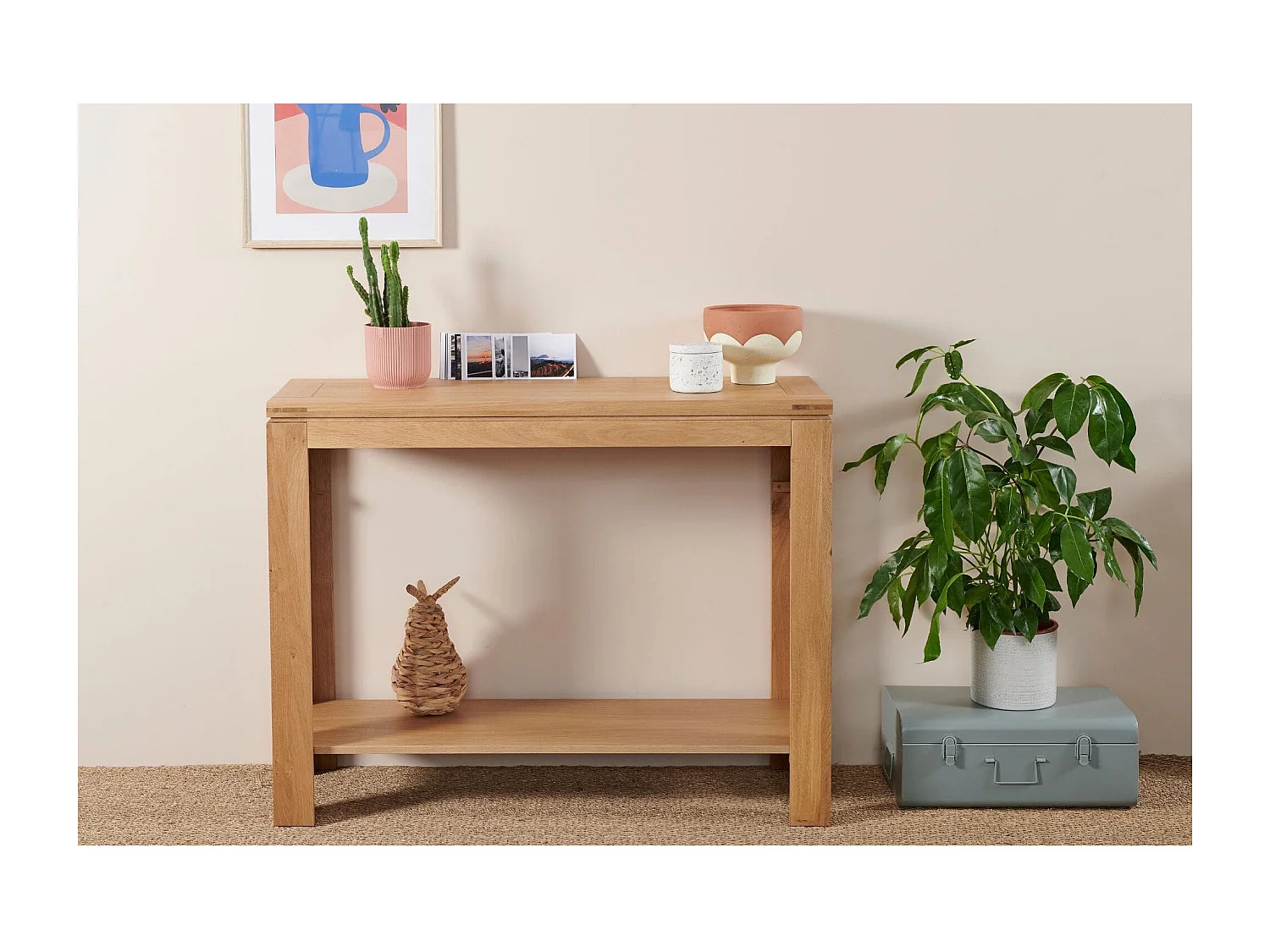 Console bois chêne clair massif - BOSTON