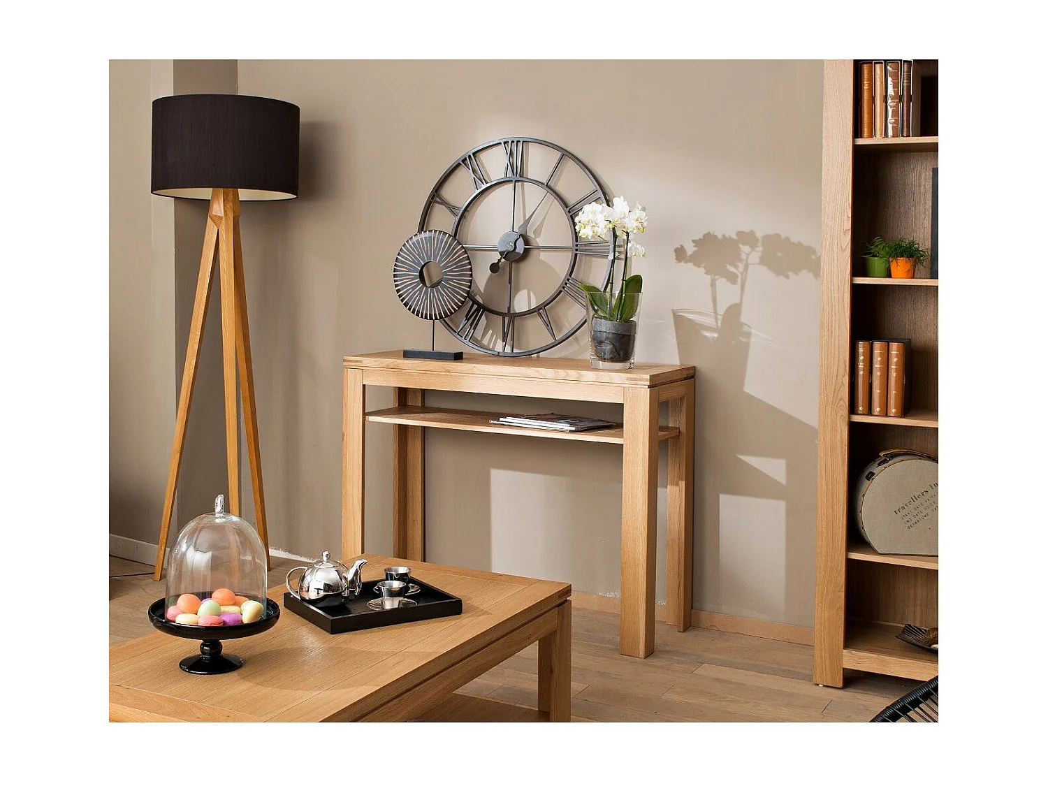 Console bois chêne clair massif - BOSTON